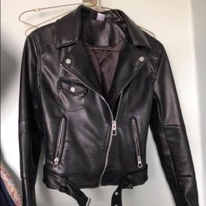 H&M divide pleather jacket fake leather size 4